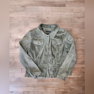 Women's Suede Jacket in Olive Green